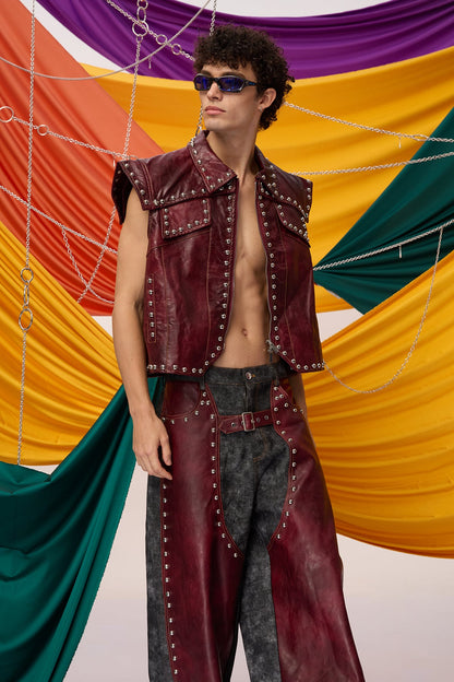 Shadow Grip Leather Rivet Vest