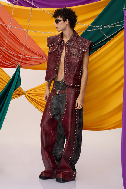 Shadow Grip Leather Rivet Vest