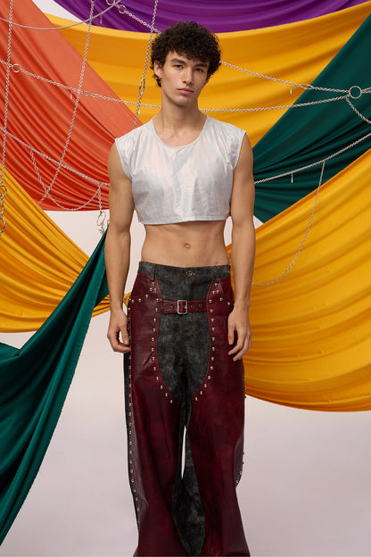Sharp Arc Sleeveless Crop Top Silver