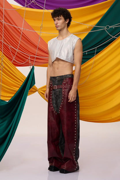 Sharp Arc Sleeveless Crop Top Silver
