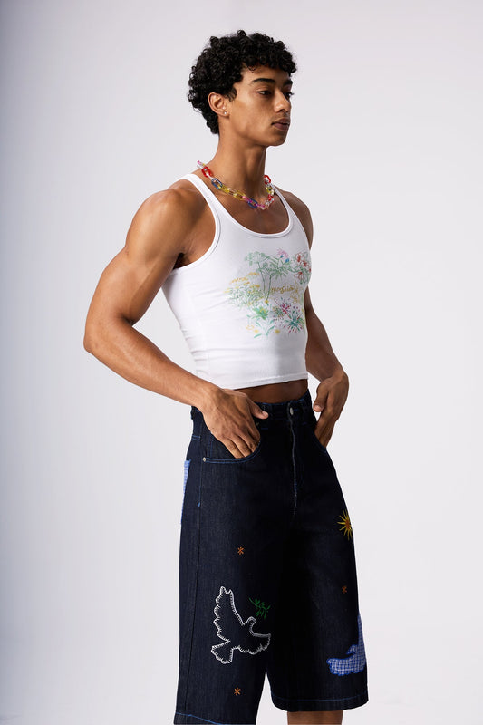 Sharp Echo Flower Print Crop Top