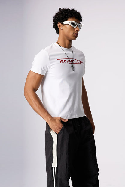 Sharp Hue Letter Print Top White