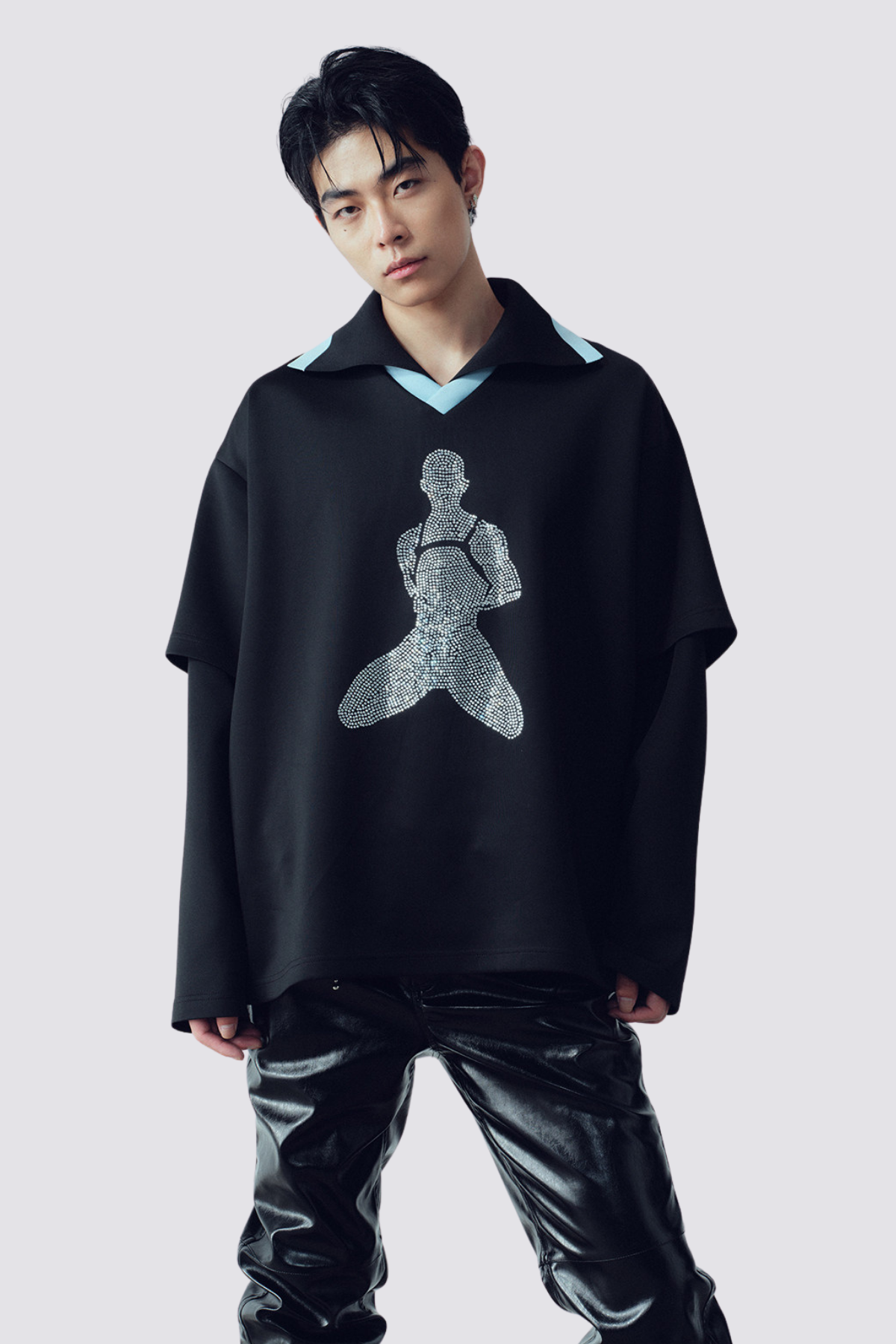 Shimmer Control Rhinestone Long Sleeve Top