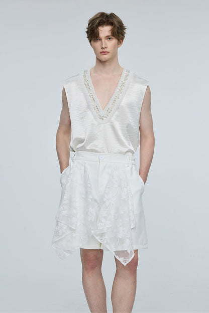 Shimmer Excess Sequin V Neck Sleeveless Top
