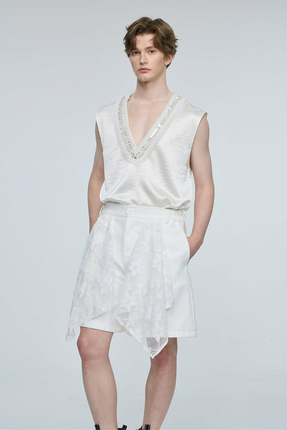 Shimmer Excess Sequin V Neck Sleeveless Top