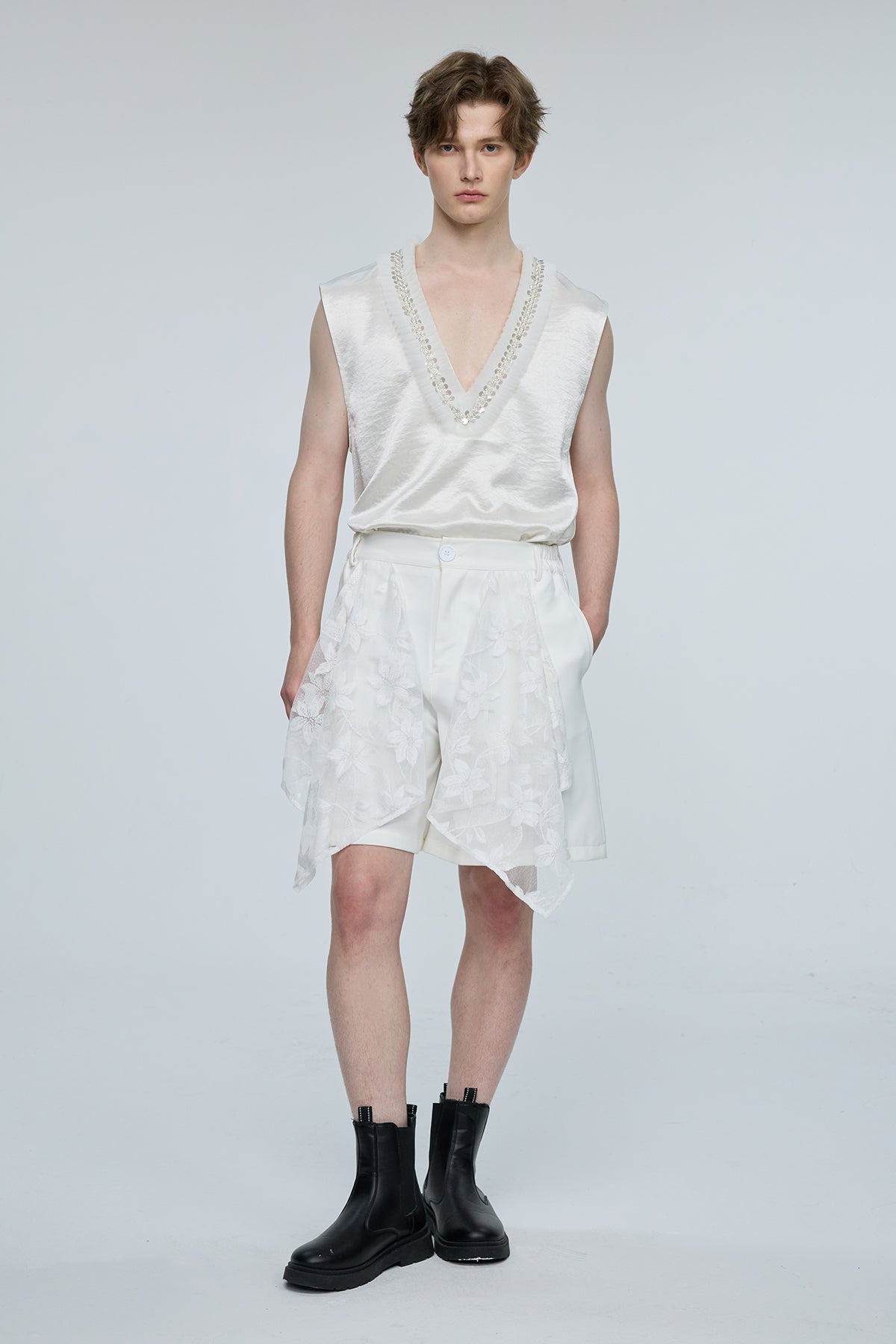 Shimmer Excess Sequin V Neck Sleeveless Top