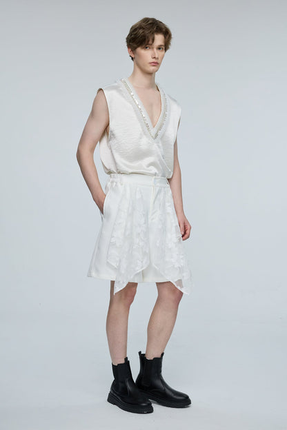 Shimmer Excess Sequin V Neck Sleeveless Top