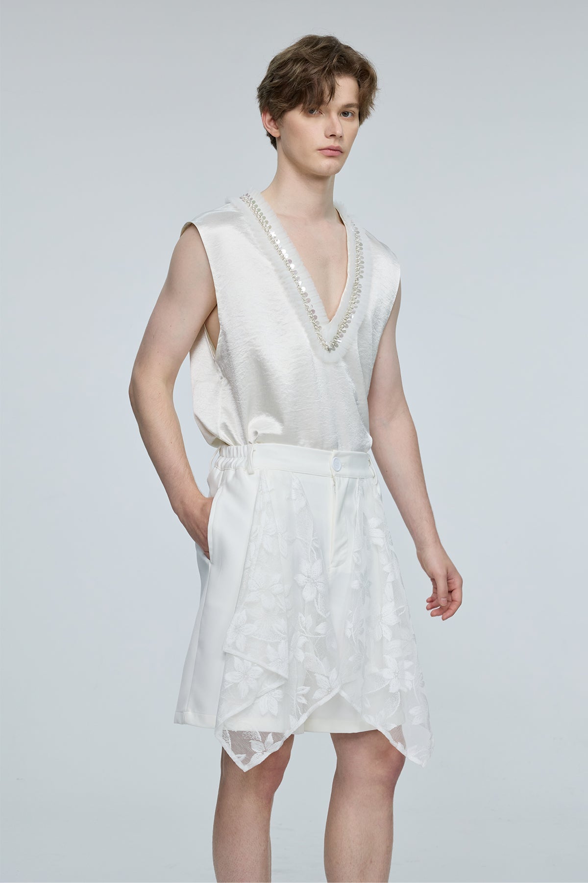 Shimmer Excess Sequin V Neck Sleeveless Top