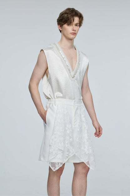 Shimmer Excess Sequin V Neck Sleeveless Top