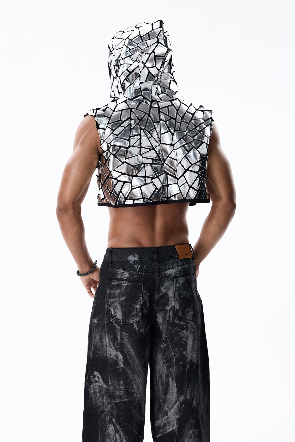 Shine Flux Hooded Sleeveless Crop Jacket
