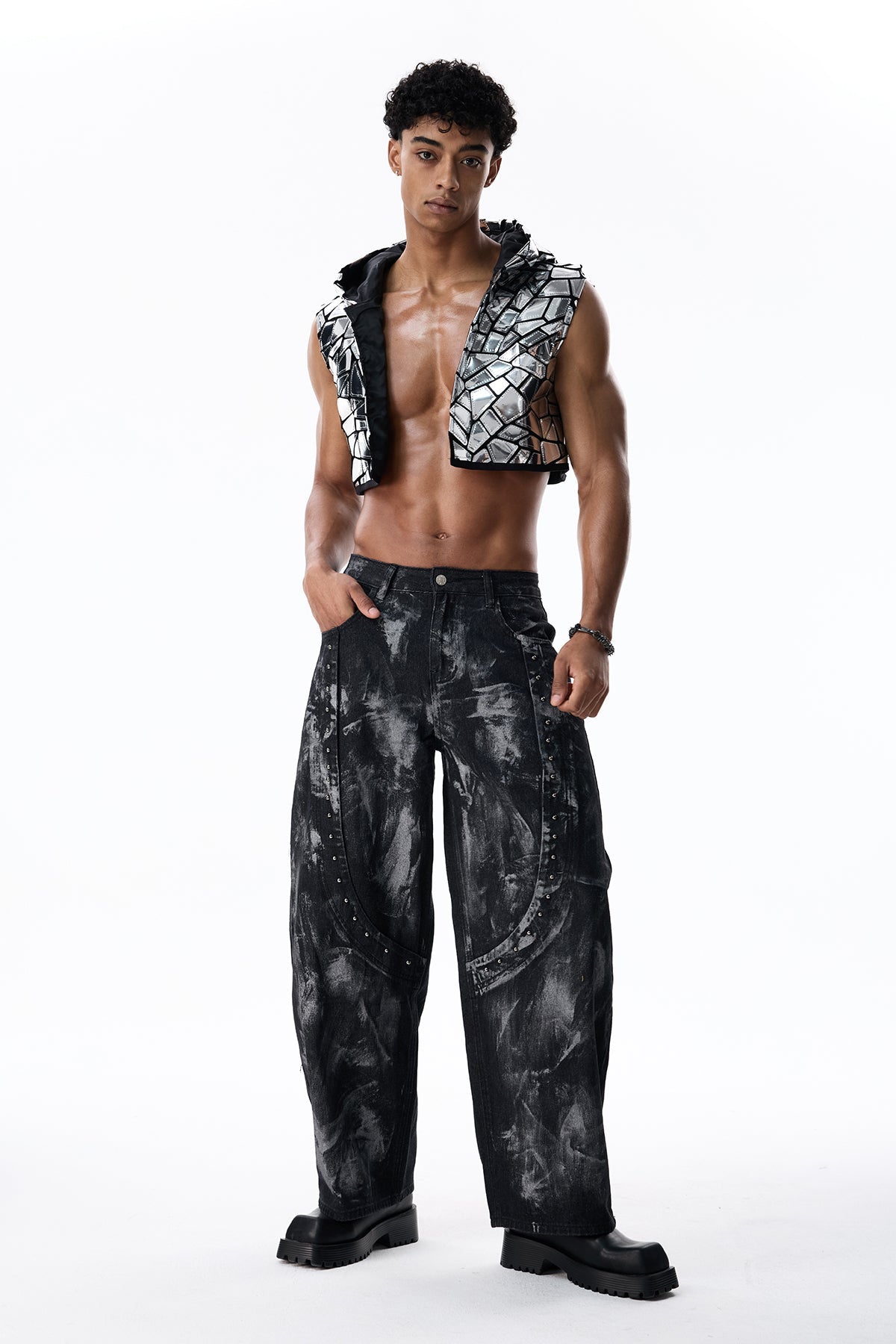Shine Flux Hooded Sleeveless Crop Jacket