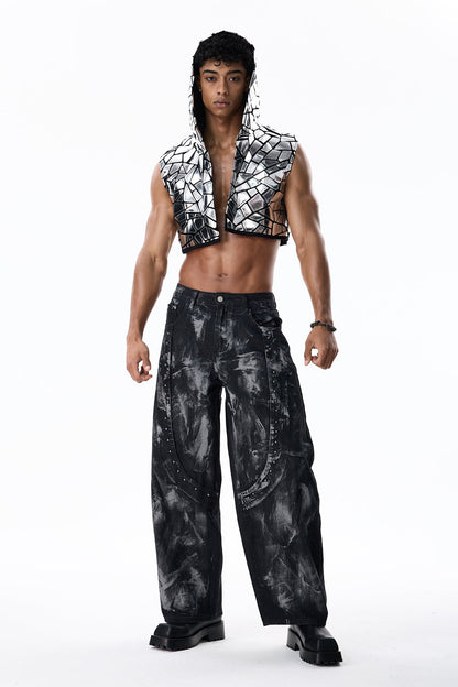 Shine Flux Hooded Sleeveless Crop Jacket