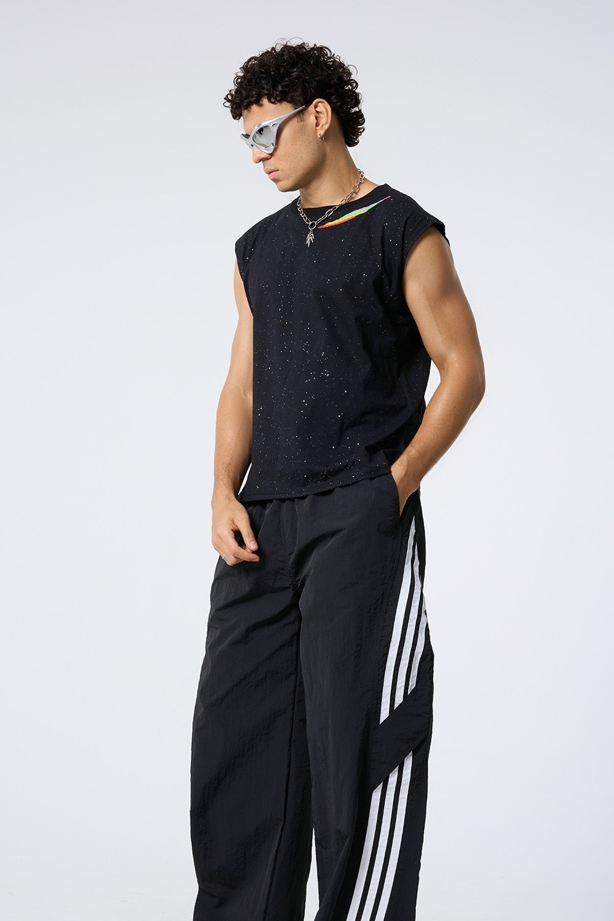 Shine Spark Sequin Star Sleeveless Top