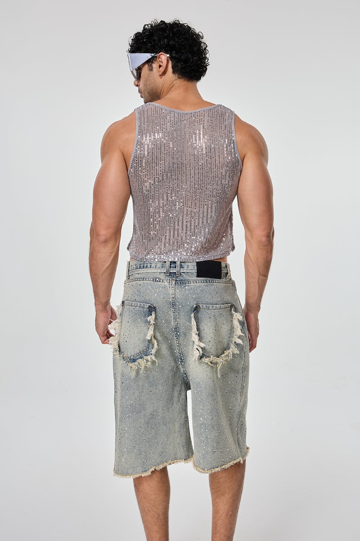 Shining Tension Sequin Crop Top Silver