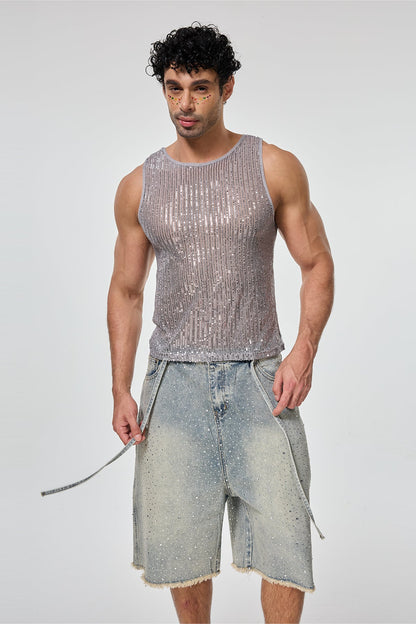 Shining Tension Sequin Sleeveless Top