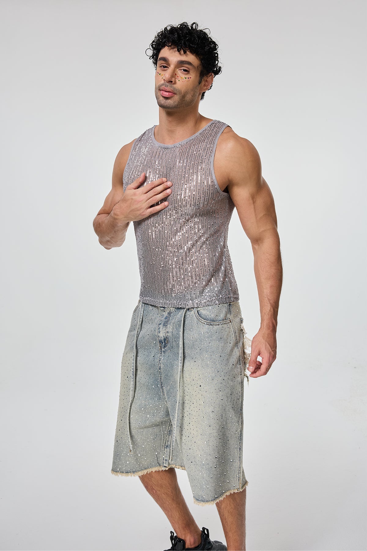 Shining Tension Sequin Sleeveless Top