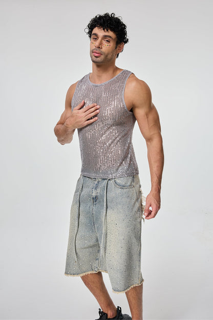 Shining Tension Sequin Sleeveless Top