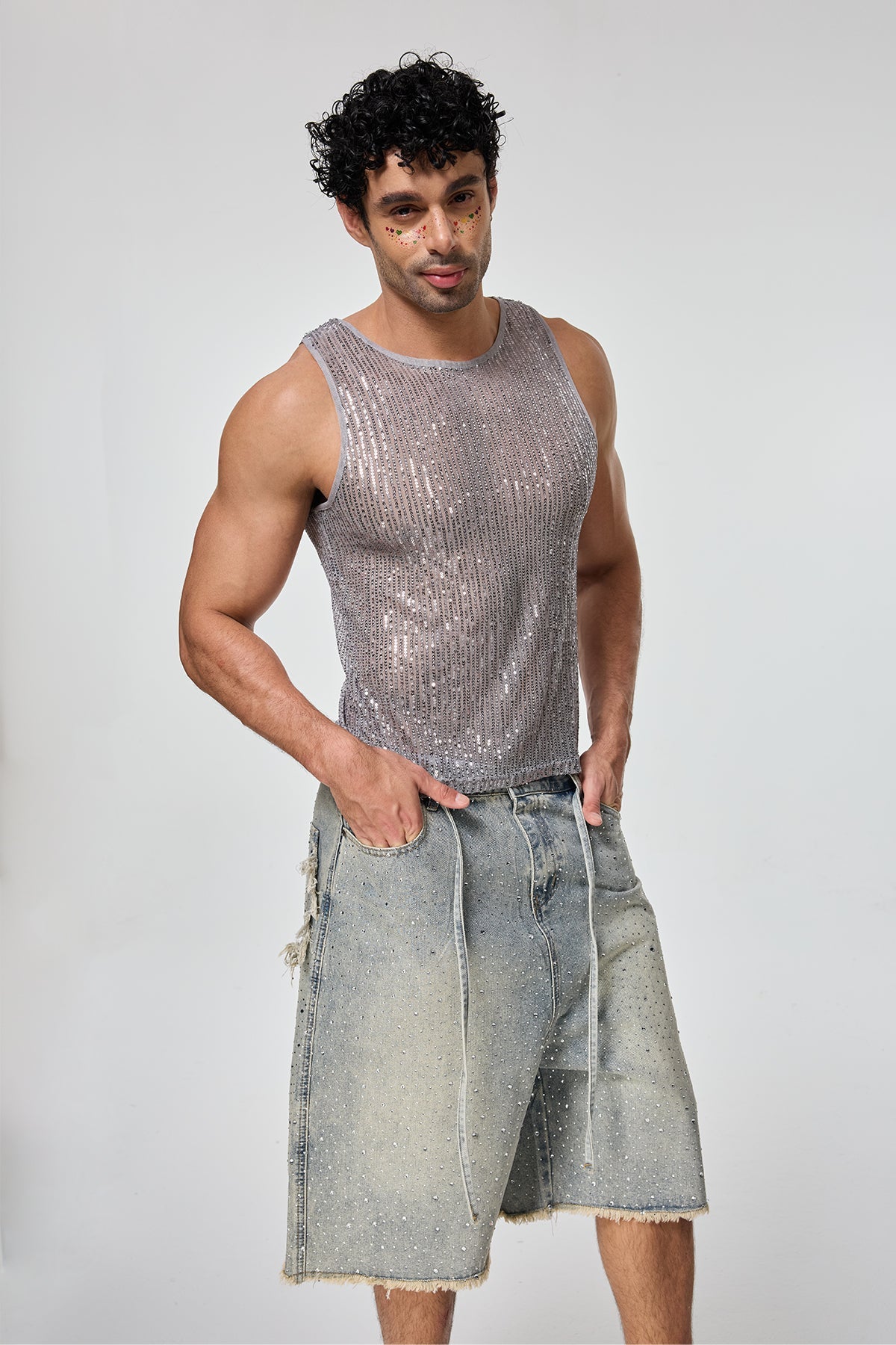 Shining Tension Sequin Sleeveless Top