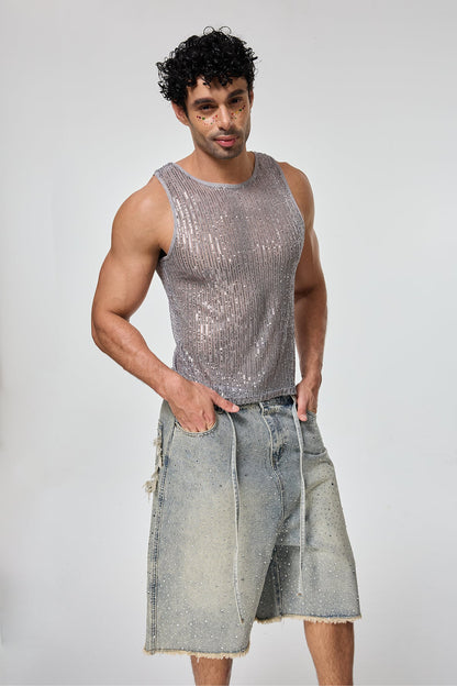 Shining Tension Sequin Sleeveless Top