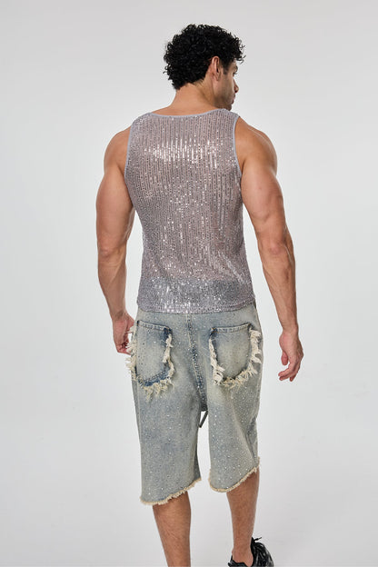 Shining Tension Sequin Sleeveless Top