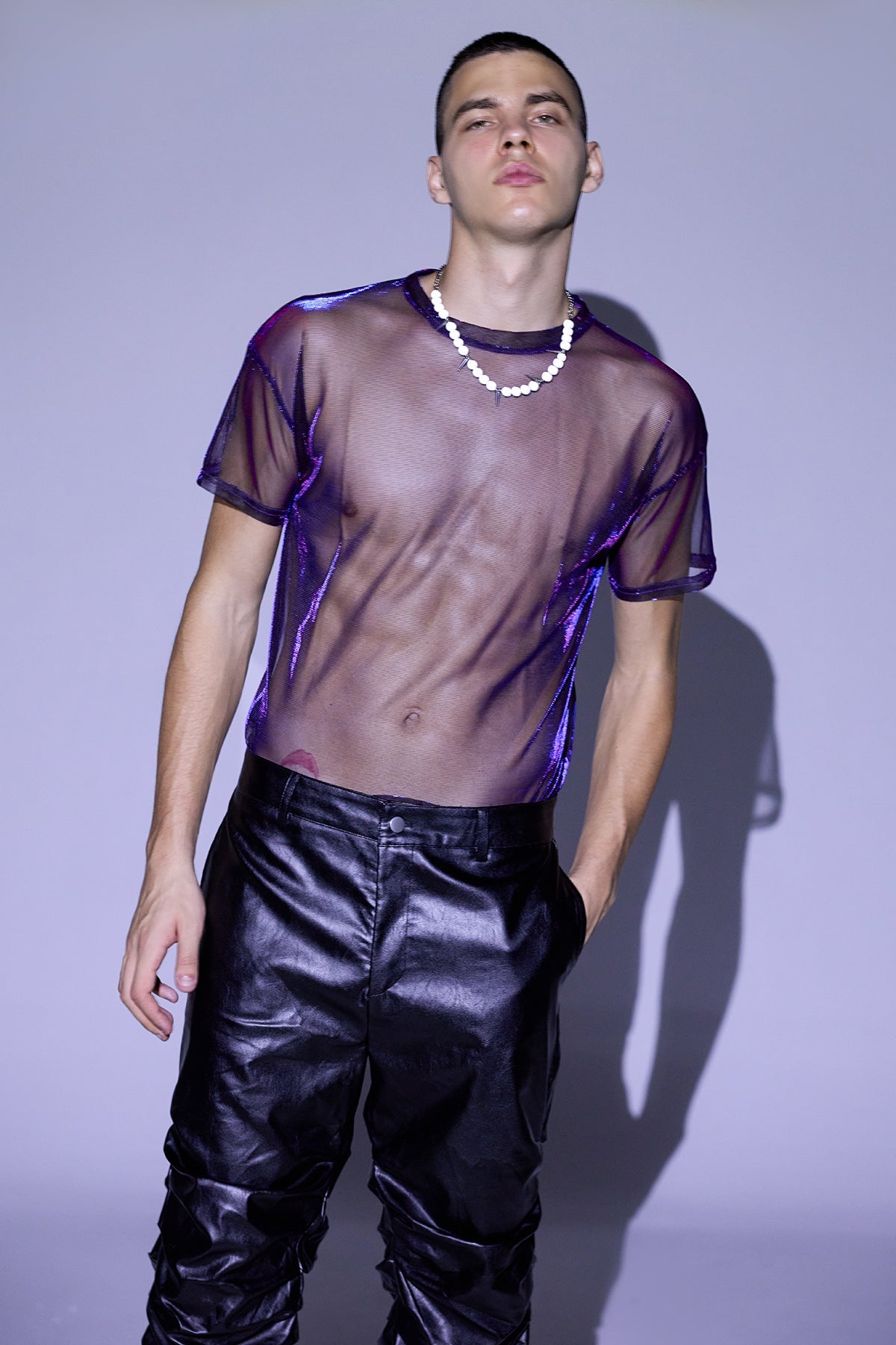 Shiny Skin Laser Mesh Top