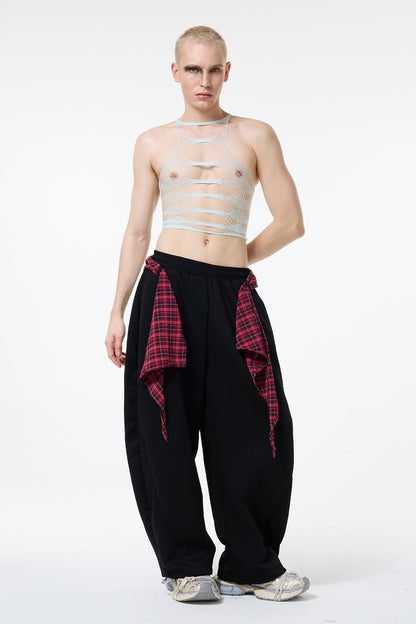 Short Drop Cutout Fishnet Crop Top