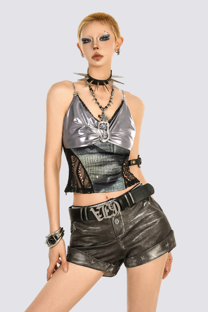 Side Glow Spaghetti Crop Top