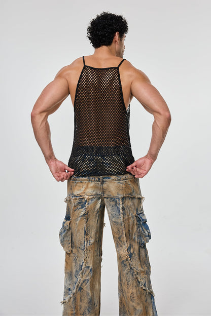 Silent Blackout Sleeveless Fishnet Top