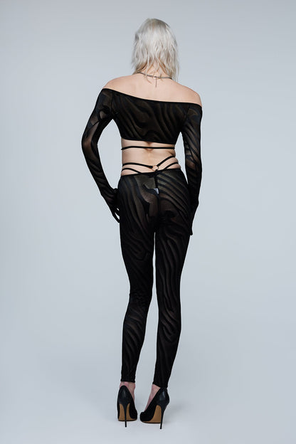 Silent Hybrid Mesh Off Shoulder Pants Set