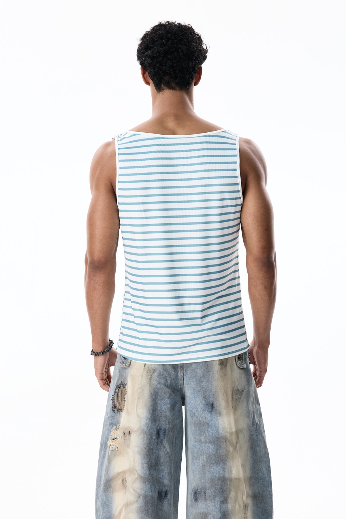 Silent Wrap Stripe Sleeveless Top