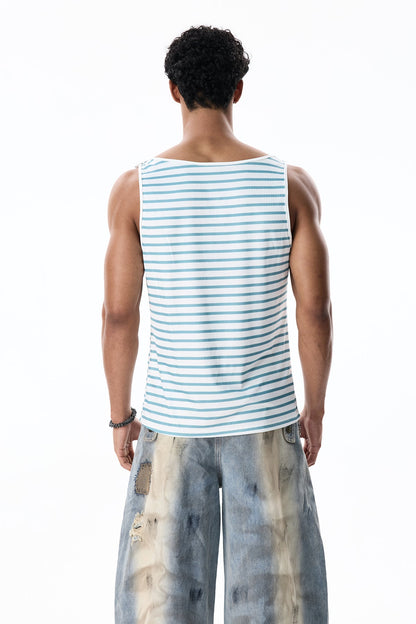 Silent Wrap Stripe Sleeveless Top