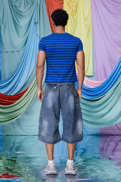 Silk Glitz Rhinestone Stripe T-Shirt