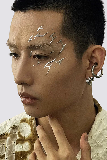Silver Contact Metallic Face Sticker