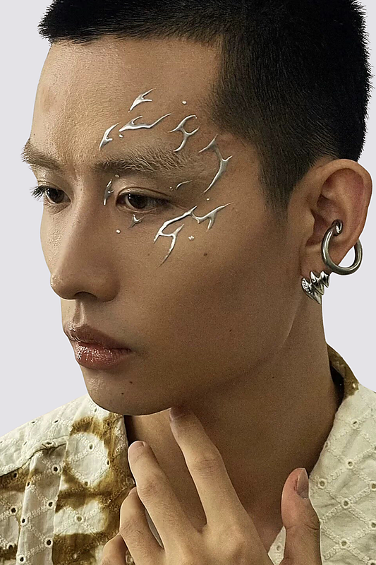 Silver Contact Metallic Face Sticker