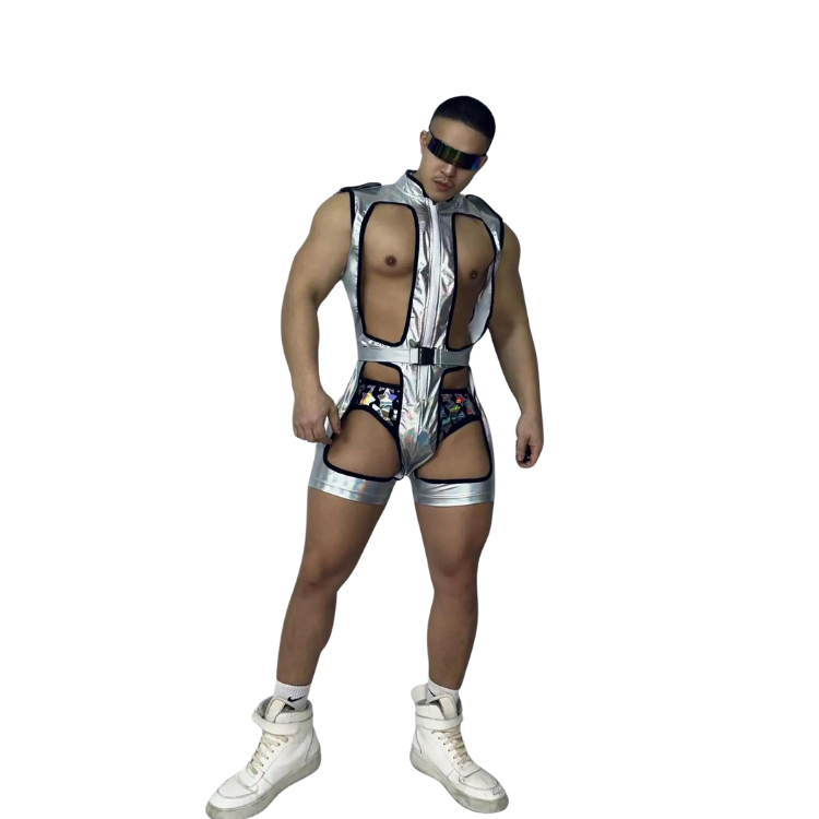 Silver Hollow Bodysuit Rave DJ Costume