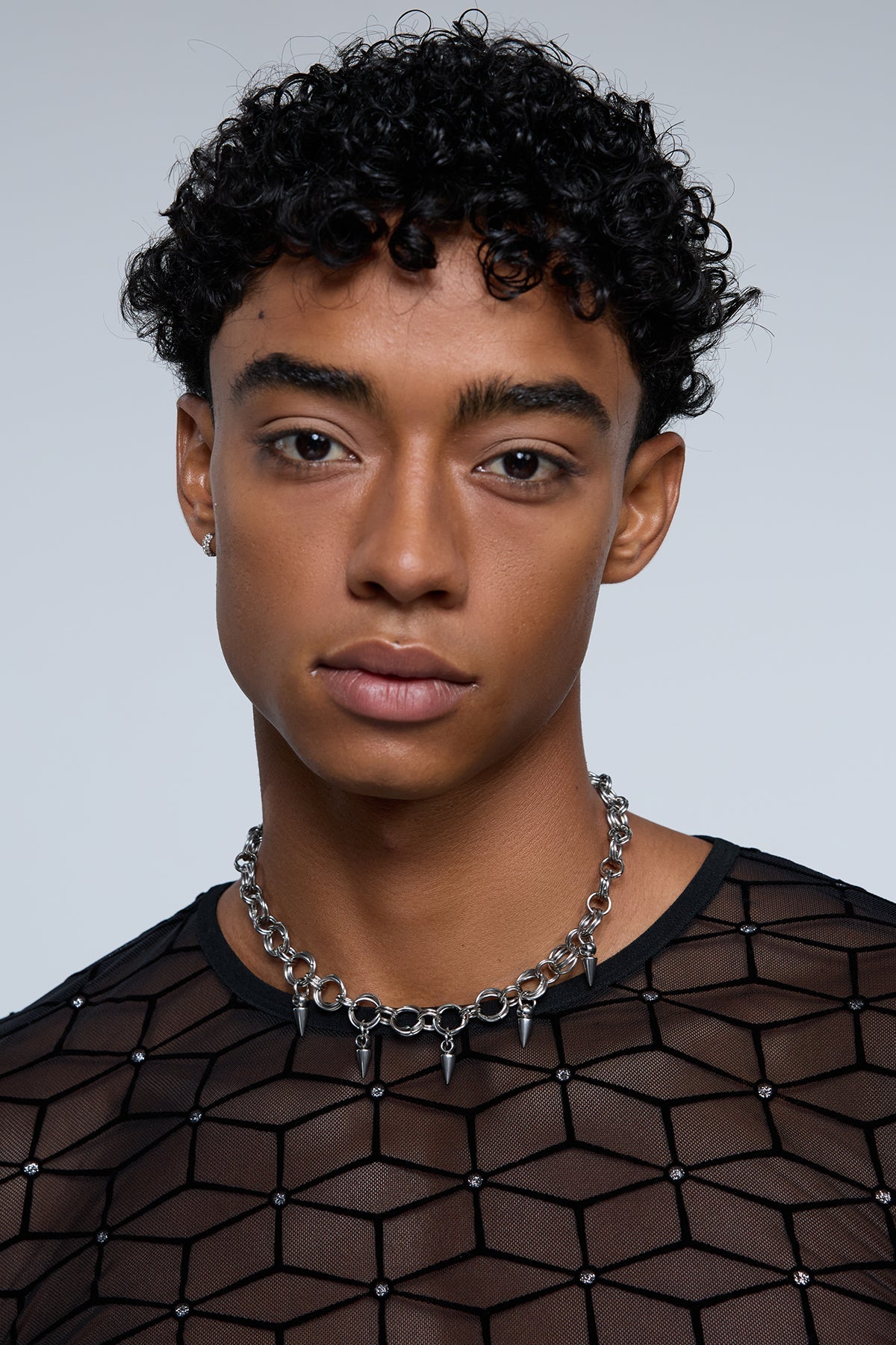 Silver Logic Studded Necklace