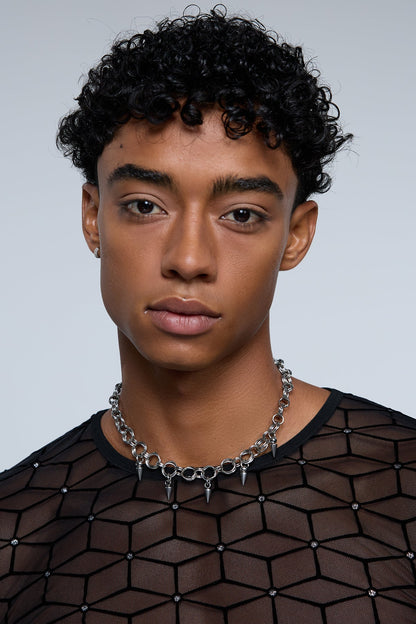 Silver Logic Studded Necklace