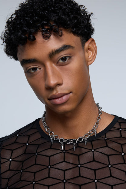 Silver Logic Studded Necklace