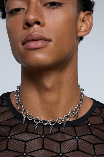 Silver Logic Studded Necklace
