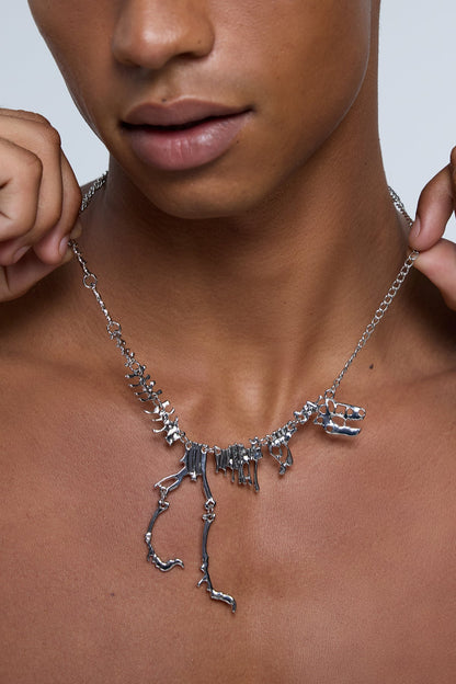 Silver Signal Dinosaur Necklace
