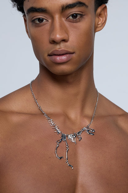 Silver Signal Dinosaur Necklace