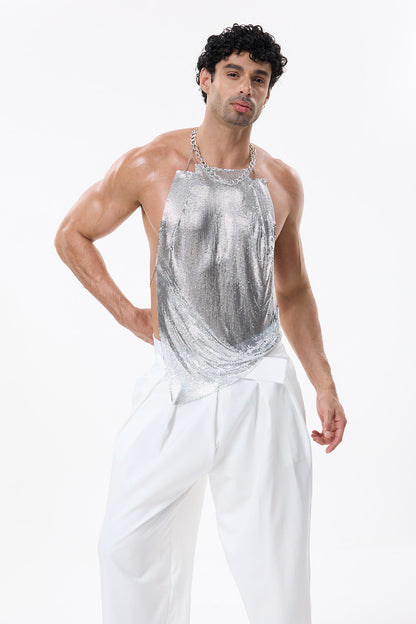 Skin Drift Metallic Halter Neck Top
