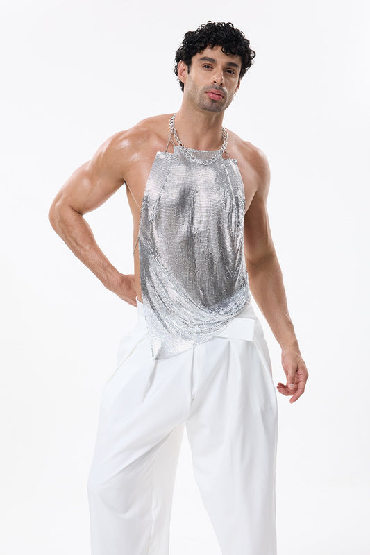 Skin Drift Metallic Halter Neck Top