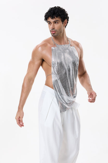 Skin Drift Metallic Halter Neck Top