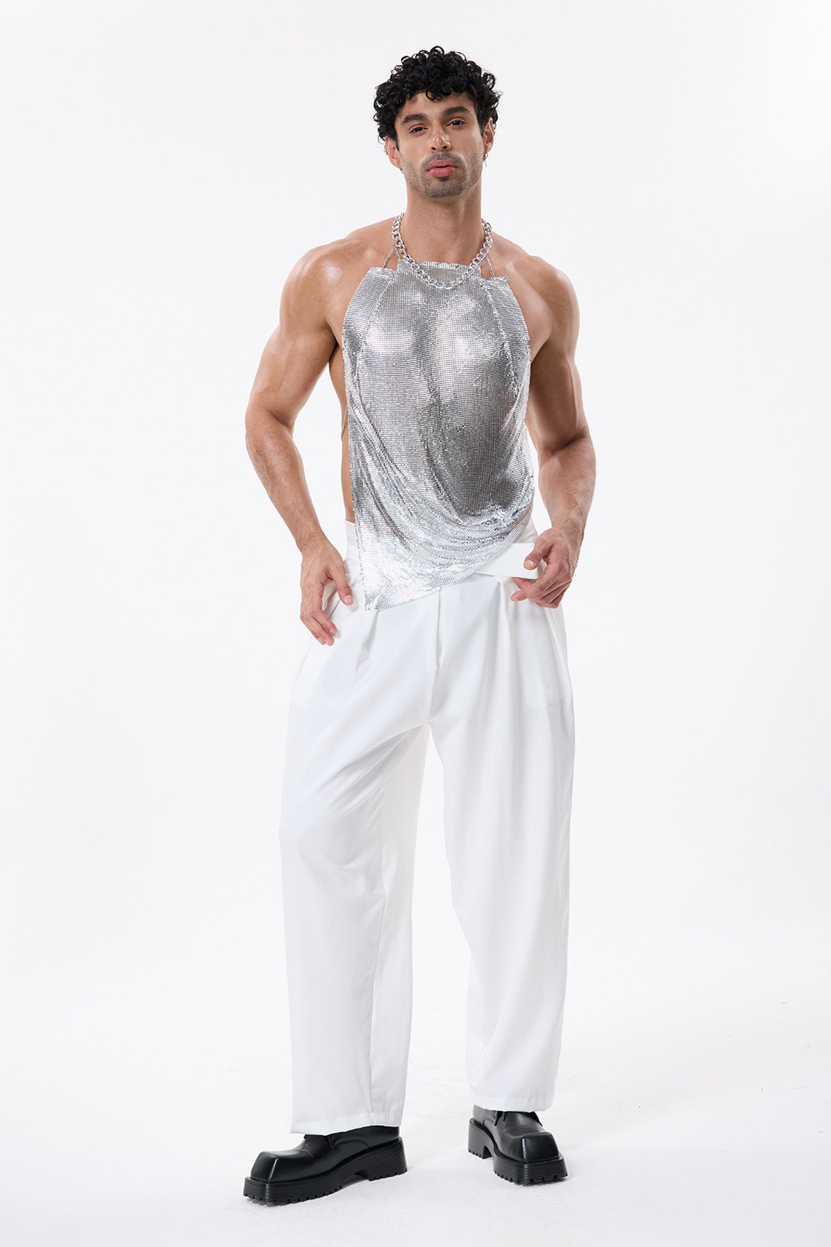 Skin Drift Metallic Halter Neck Top