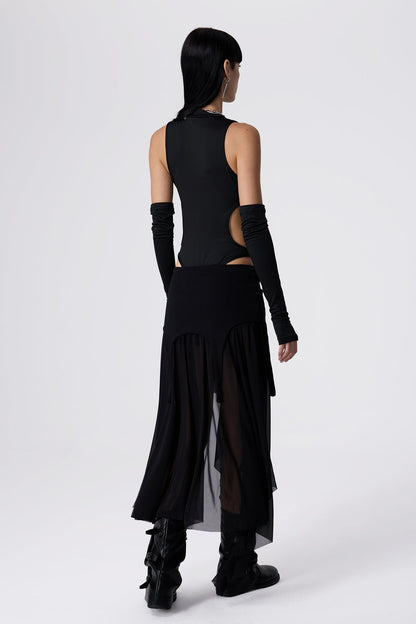 Skin Lock Cutout Bodysuit With Sleeves