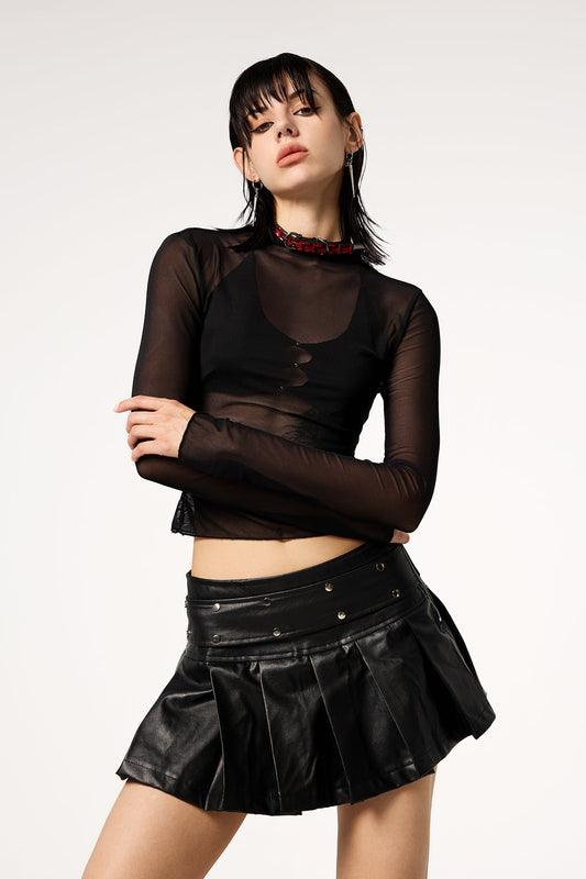 Skin Sheen Long Sleeve Mesh Top