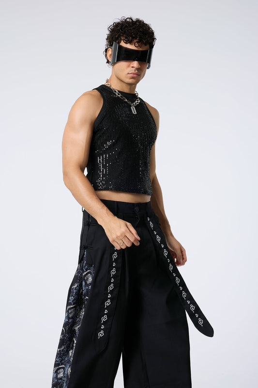 Skin Trace Sequin Sleeveless Top