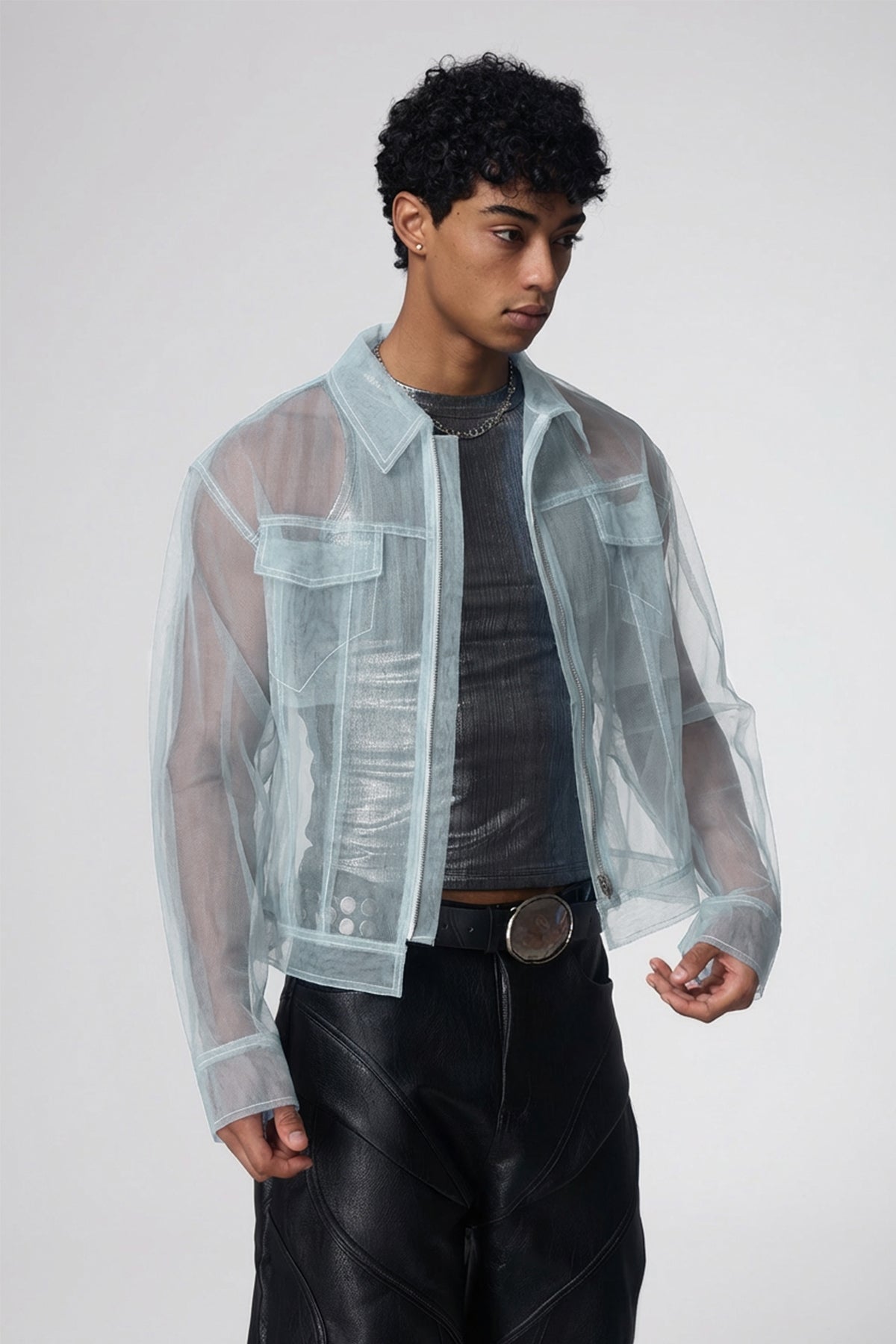 Skin Veil Deconstructed Jacket Blue