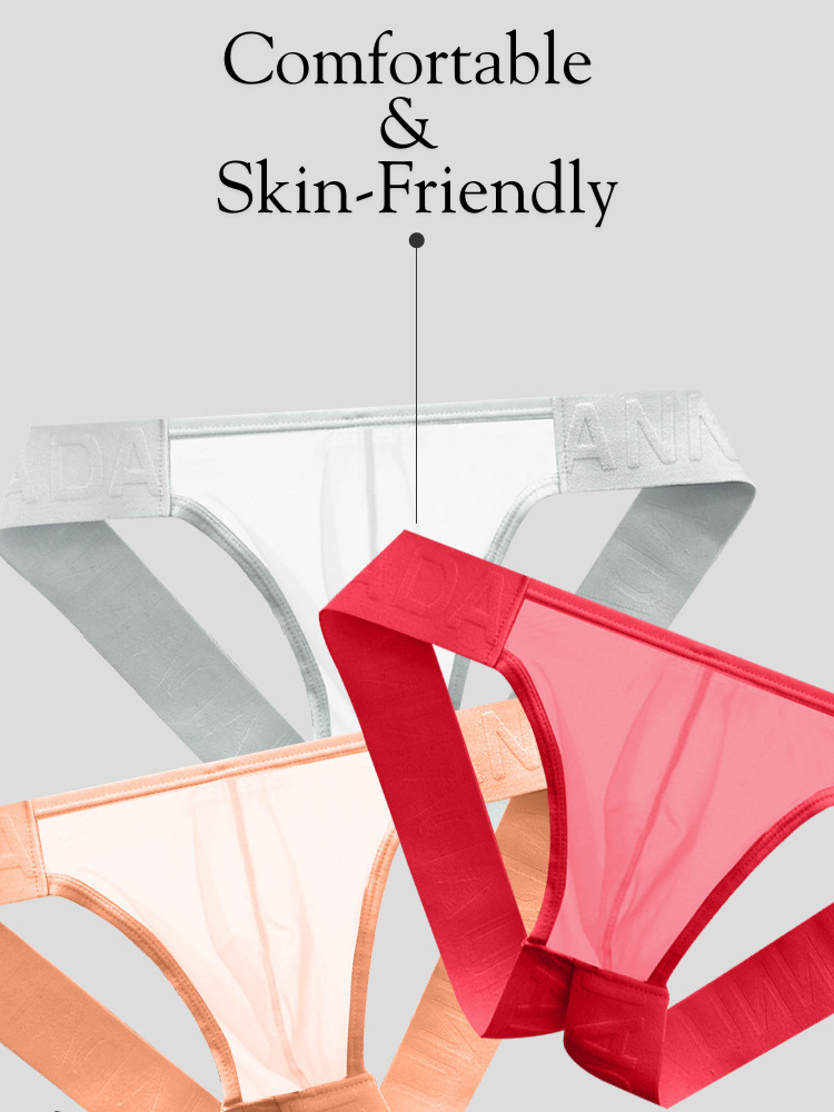 2 Pack Men's Sheer Elegance Comfy Waistband Stretch Fit Jockstrap